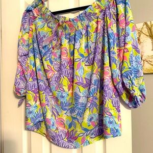 Off the Shoulder Lilly Pulitzer Multicolor Floral Blouse